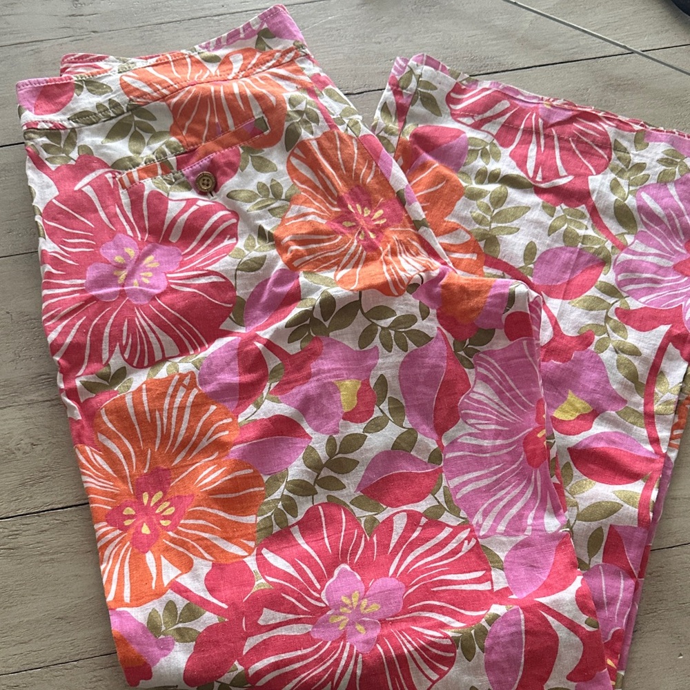 Sz 12 Lilly Pulitzer Palm Beach Fit Pants Wide Leg Linen Blend - Picture 9 of 9